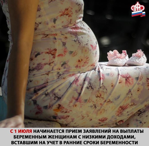 С 1 июля начинается прием заявлений на выплаты беременным женщинам с низкими доходами, вставшим на учет в ранние сроки беременности